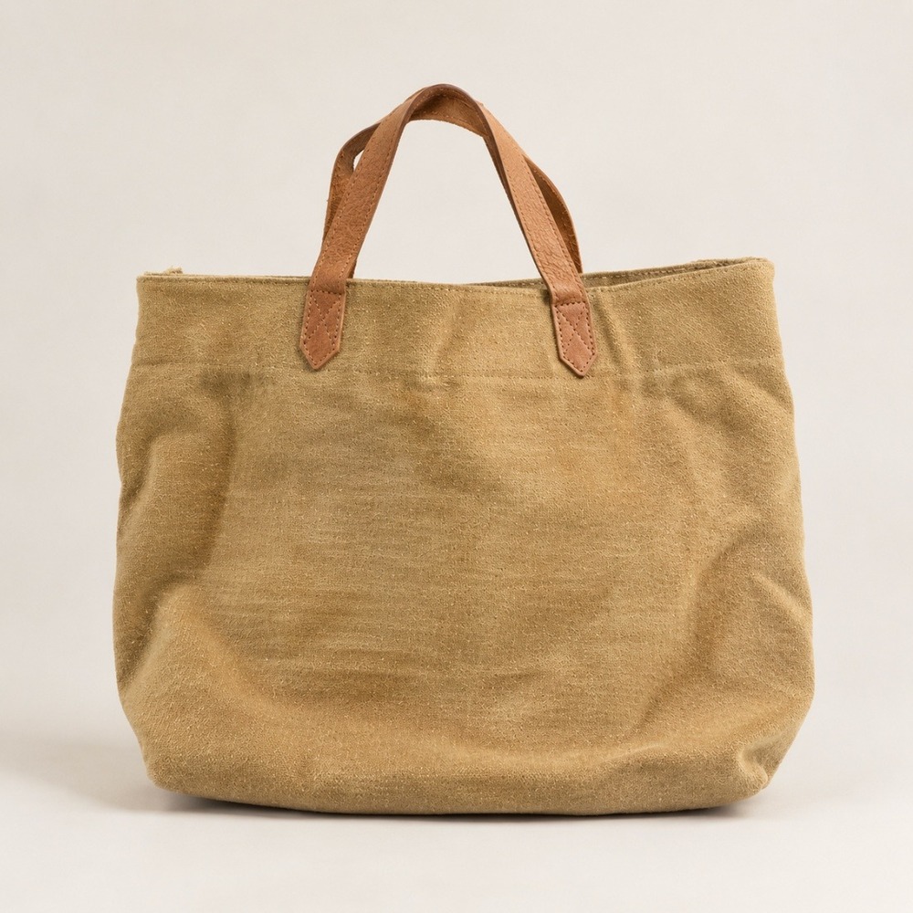 Thirty-One Tote Bag Canvas Utility Mustard Tan Everyday Work Heritage Indie Boho